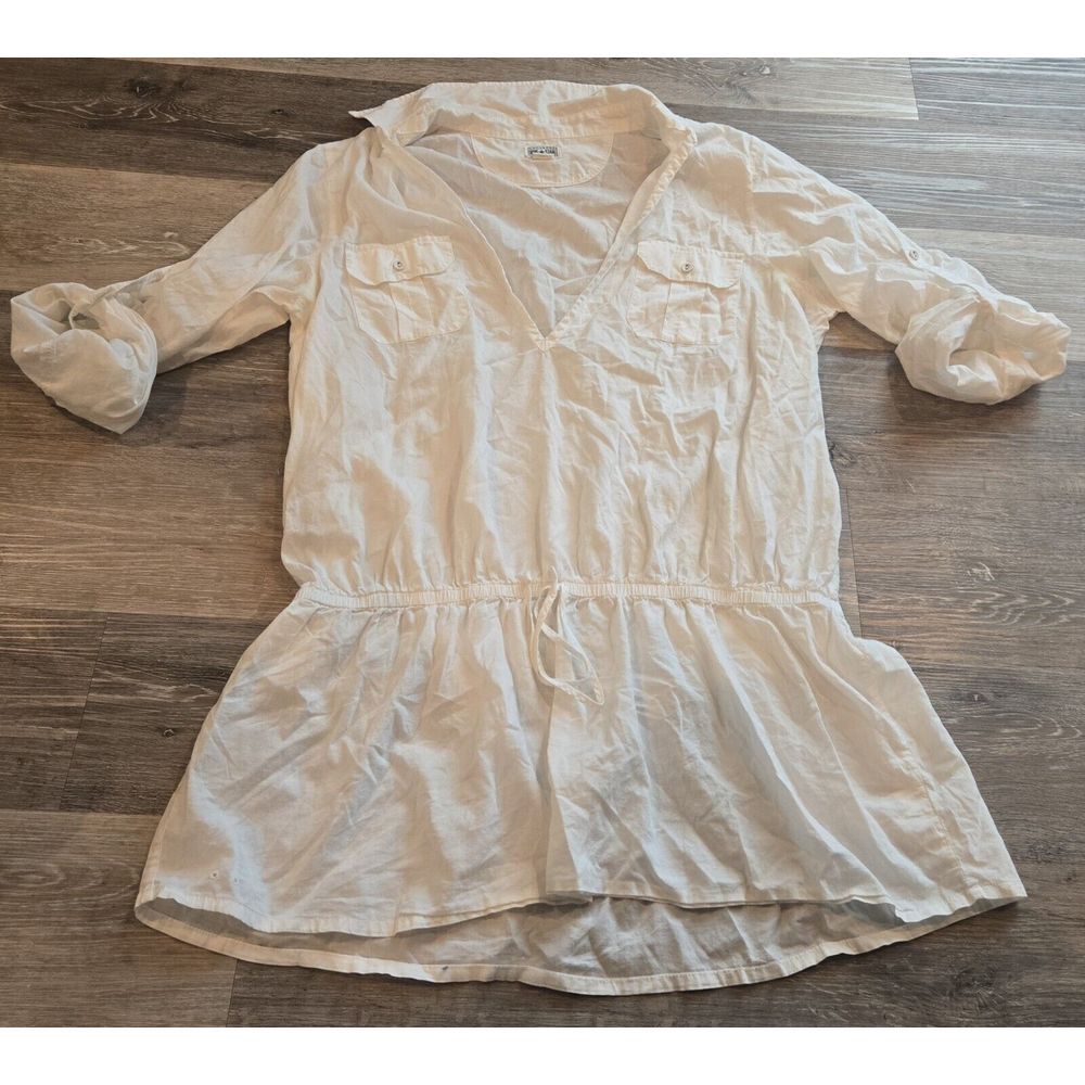 Converse One Star Elastic Waist roll up sleeves tunic White womens‎ Size XL